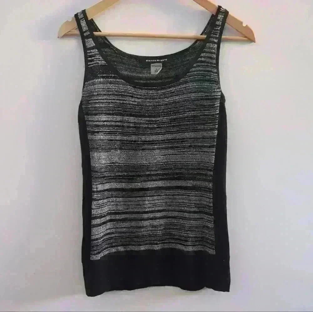 🌴2/$25🌴BIANCA NYGARD | Women's Black with Silver Metallics Tank Style Sweater